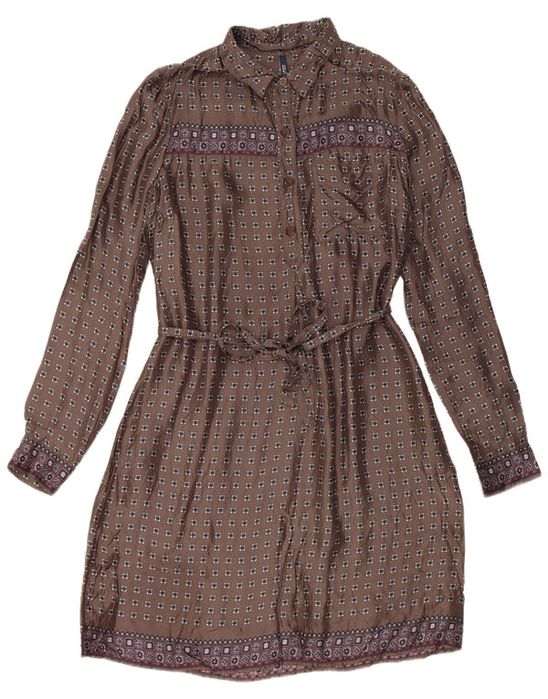 Woolrich Robe fourreau à manches longues pour femme UK 44 Gris moyen géométrique