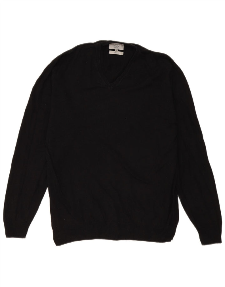 Marks & Spencer Pull coupe classique à col en V pour homme en coton noir moyen