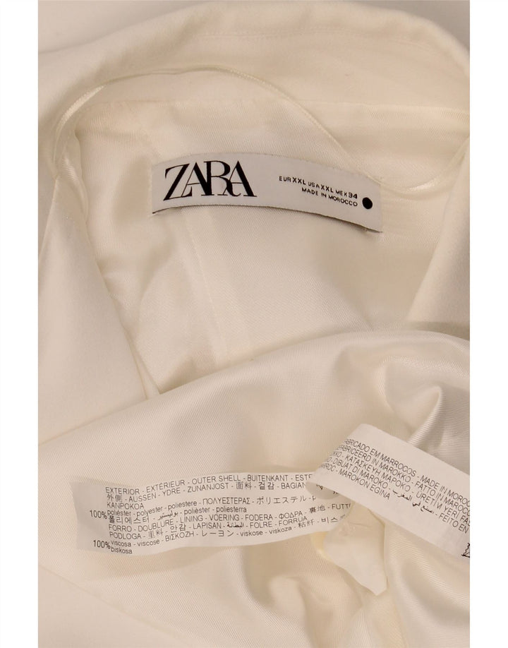 ZARA Manteau sans manches pour femme UK 20 2XL Blanc Polyester