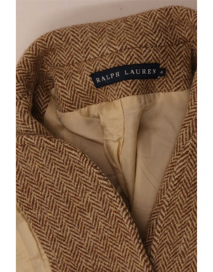 Ralph Lauren Veste blazer à 2 boutons pour femme US 4 Petit chevron marron