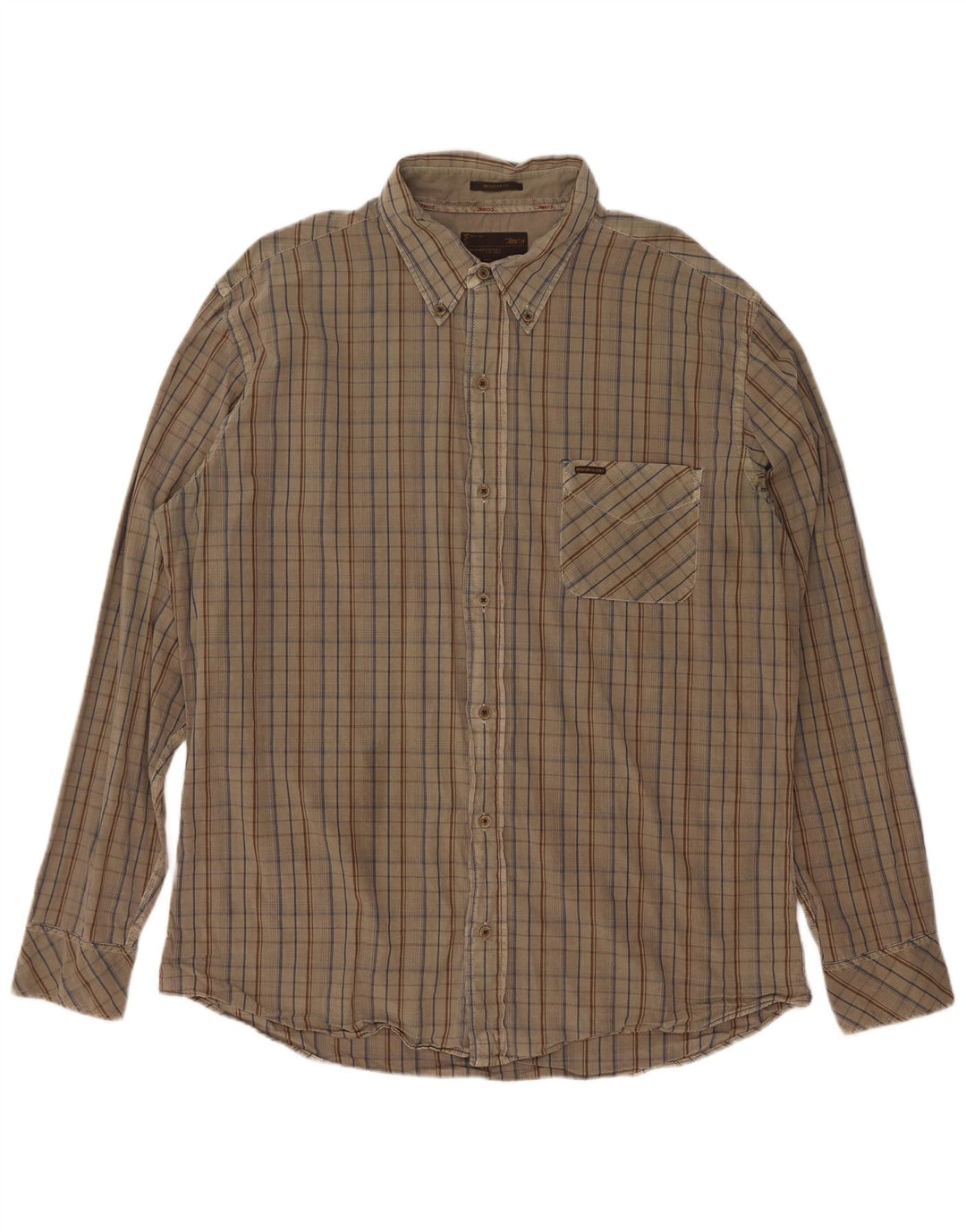Marlboro Classics Chemise coupe régulière pour homme 2XL Kaki à carreaux en coton