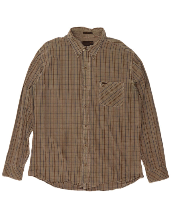 Marlboro Classics Chemise coupe régulière pour homme 2XL Kaki à carreaux en coton