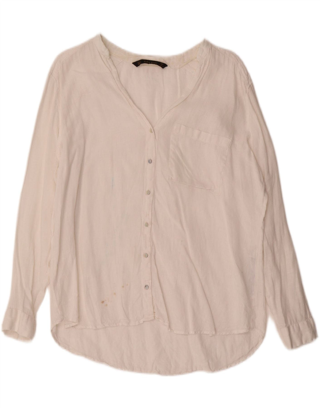 Zara Chemise Femme UK 16 Grand Lin Blanc