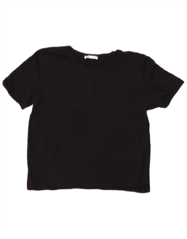 Zara Femme T-Shirt Top UK 12 Moyen Noir