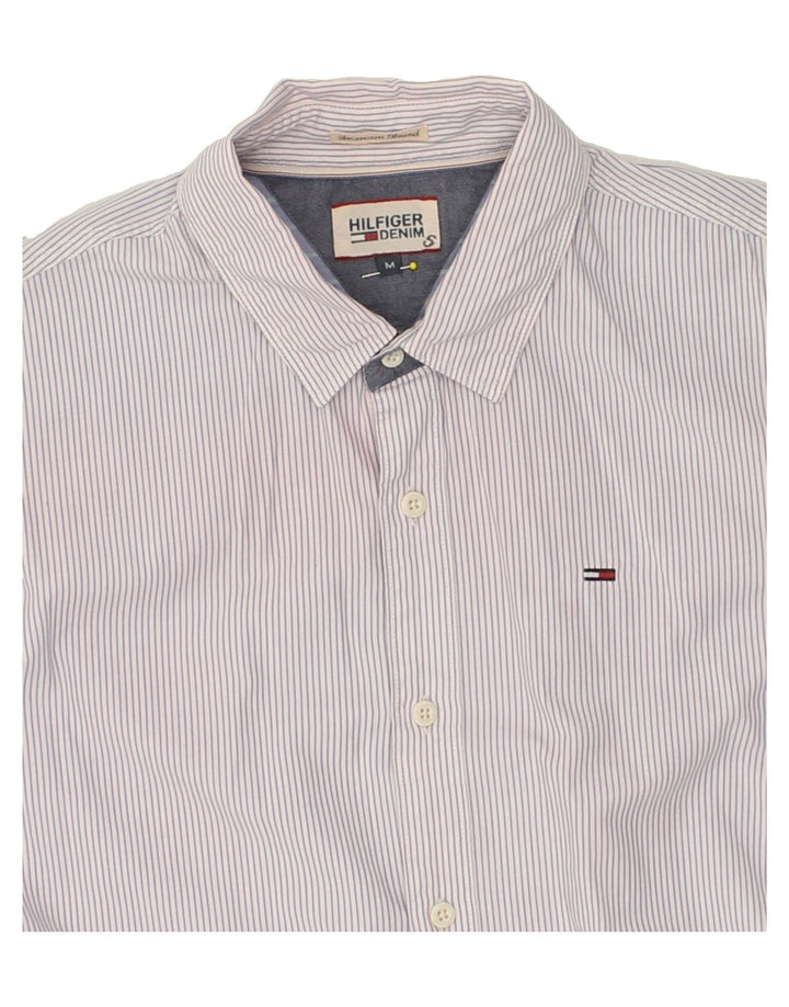 TOMMY HILFIGER Mens Shirt Medium Grey Striped Cotton Vintage Tommy Hilfiger and Second-Hand Tommy Hilfiger from Messina Hembry 
