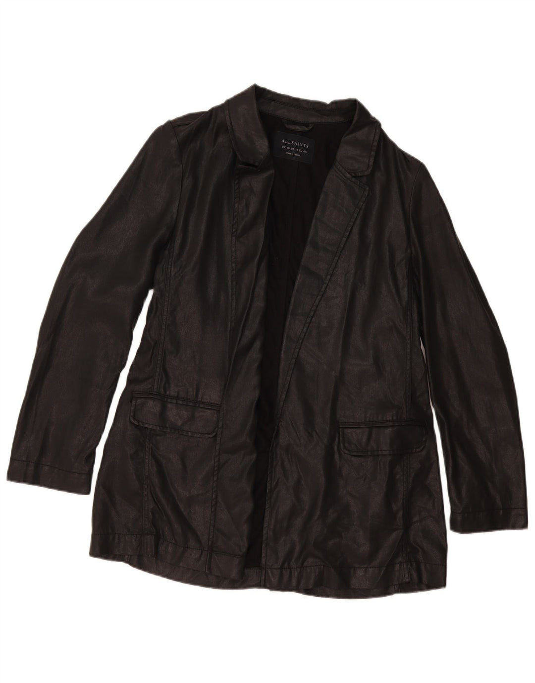 All Saints Veste blazer ouverte pour femme UK 16 Large Noir Lyocell