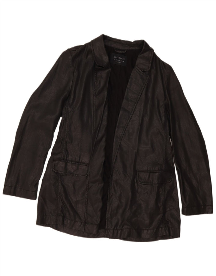 All Saints Veste blazer ouverte pour femme UK 16 Large Noir Lyocell