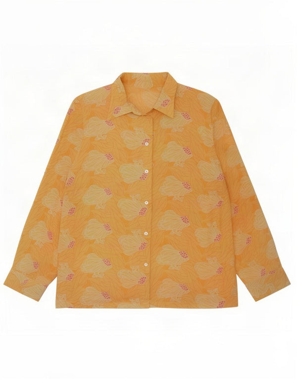 chemise femme vintage UK 16 Grand Jaune Floral