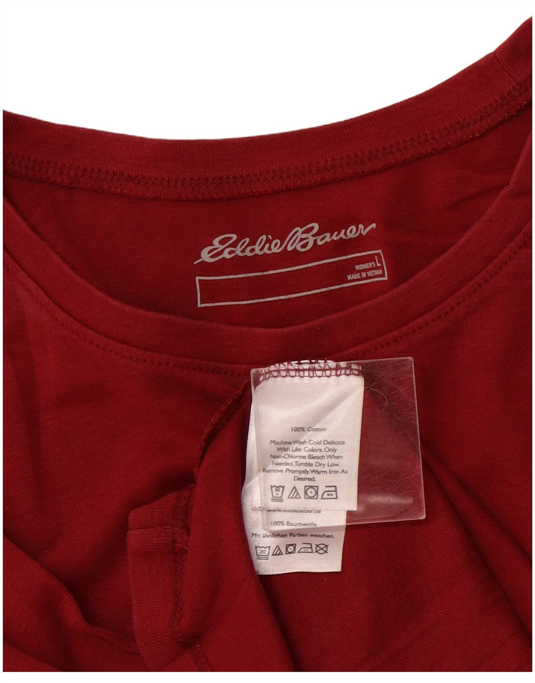 EDDIE BAUER Haut Femme Manches Longues UK 14 Grand Coton Bordeaux