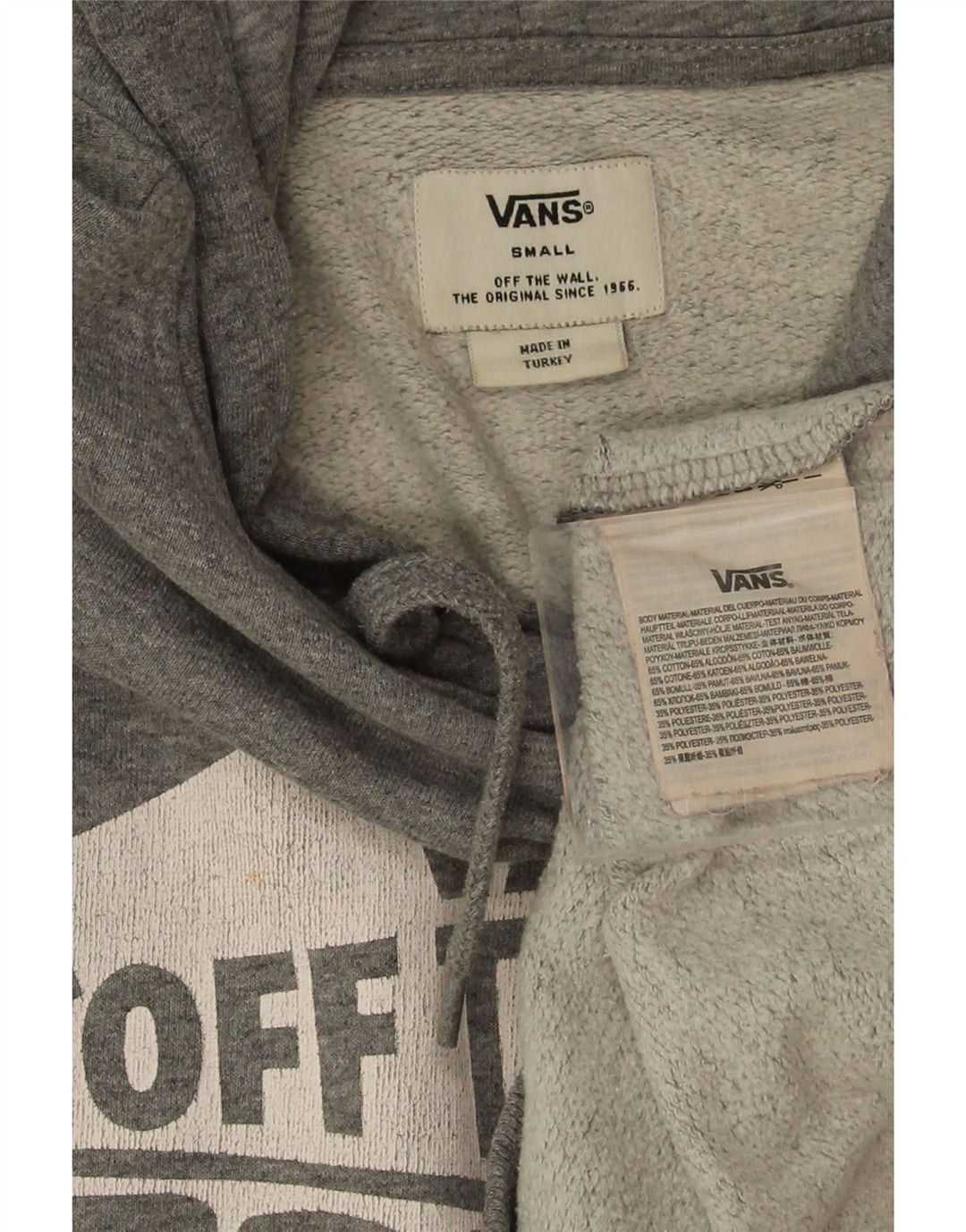 Vans Pull à capuche graphique pour homme Petit gris Coton