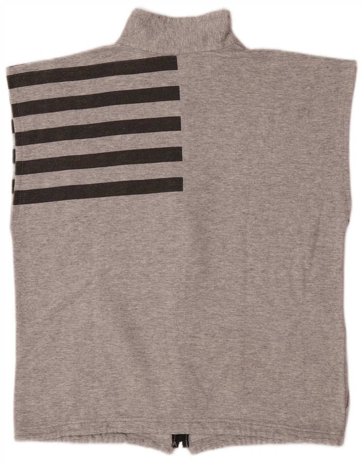 vintage Mens Sans Manches Survêtement Top Veste Gris Moyen Rayé