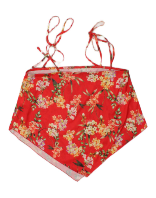 Zara Womens Crop Asymétrique Cami Top UK 10 Petit Rouge Floral Polyester