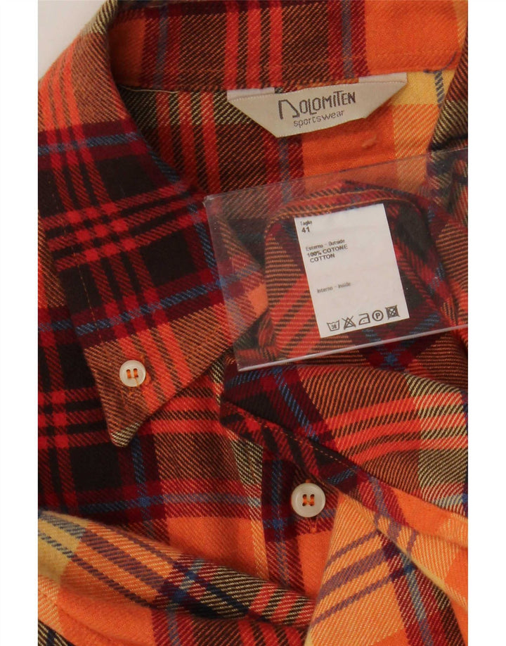 Dolomiten Chemise en flanelle pour homme Taille 41 Grand coton à carreaux orange