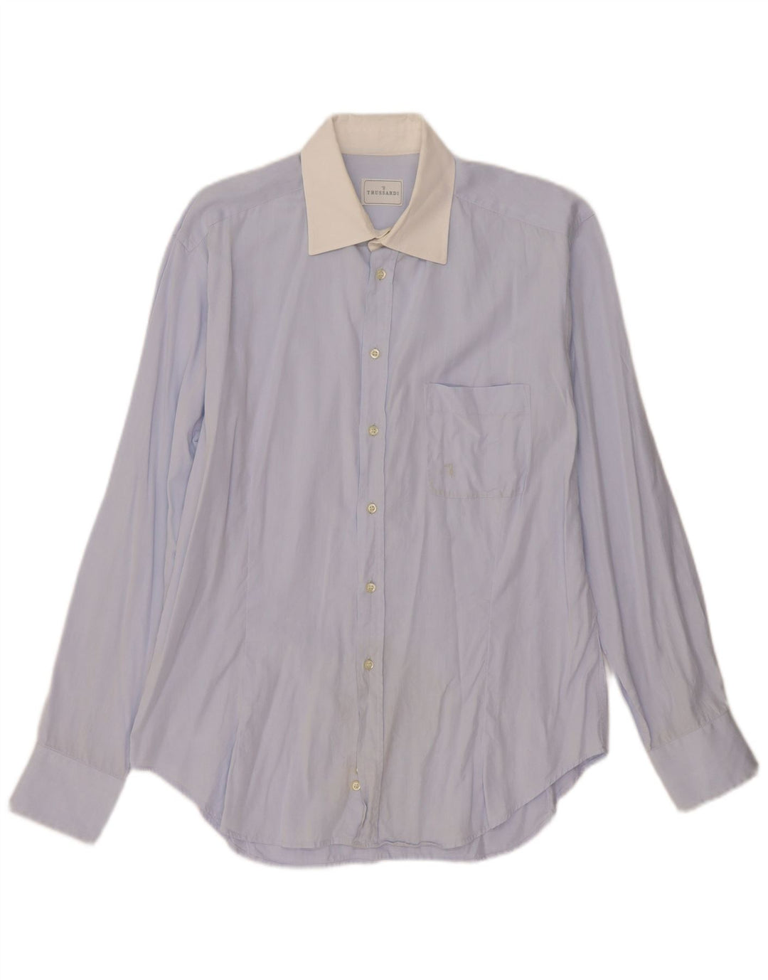 Trussardi Chemise Homme Taille 42 16 1/2 Large Bleu Colourblock