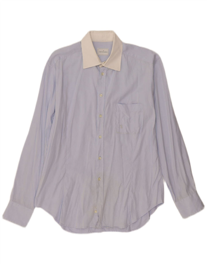 Trussardi Chemise Homme Taille 42 16 1/2 Large Bleu Colourblock