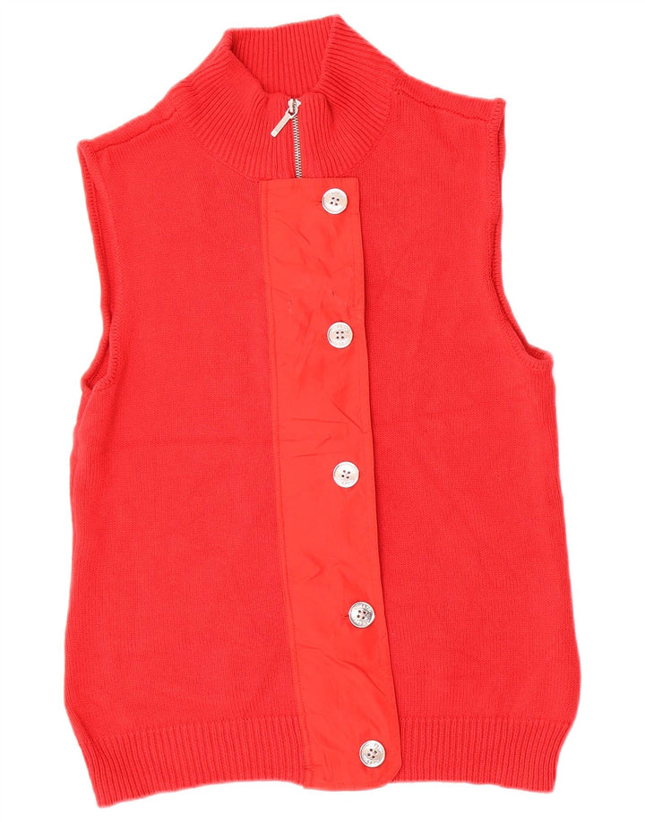 CHAPS Pull cardigan sans manches pour femme UK 16 Grand coton rouge