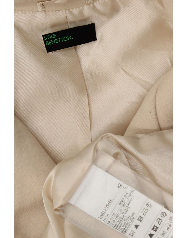 Benetton Pardessus Femme IT 42 Laine Blanche Moyenne