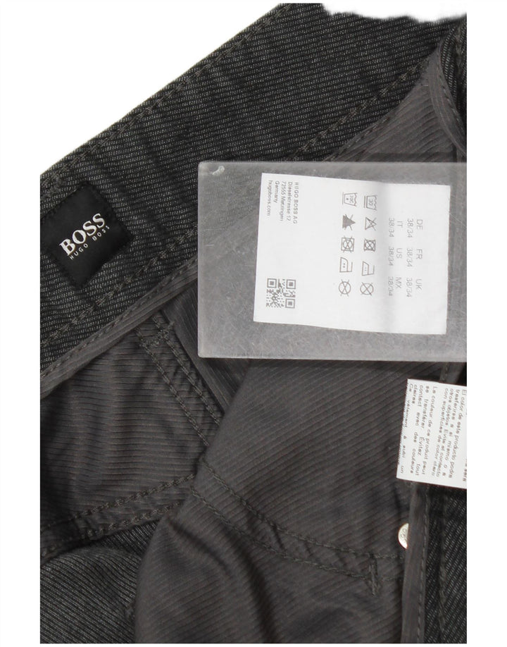 Hugo Boss Pantalon décontracté droit W38 L34 Gris Coton
