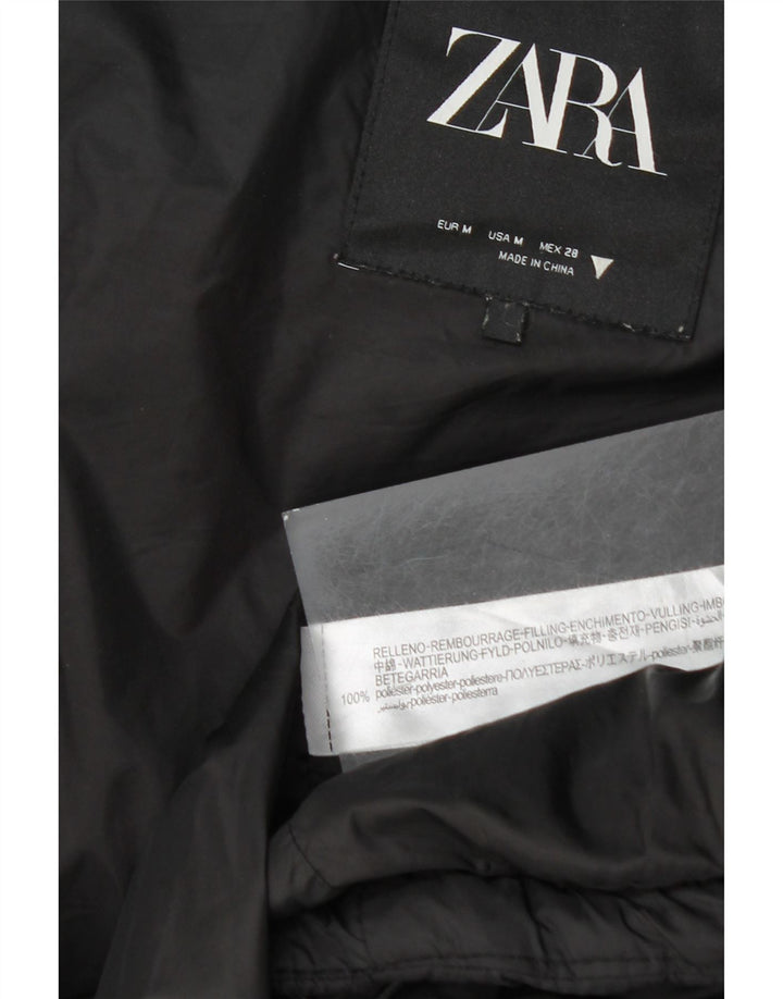 Zara Gilet rembourré à capuche pour femme UK 44 Medium Noir Polyester