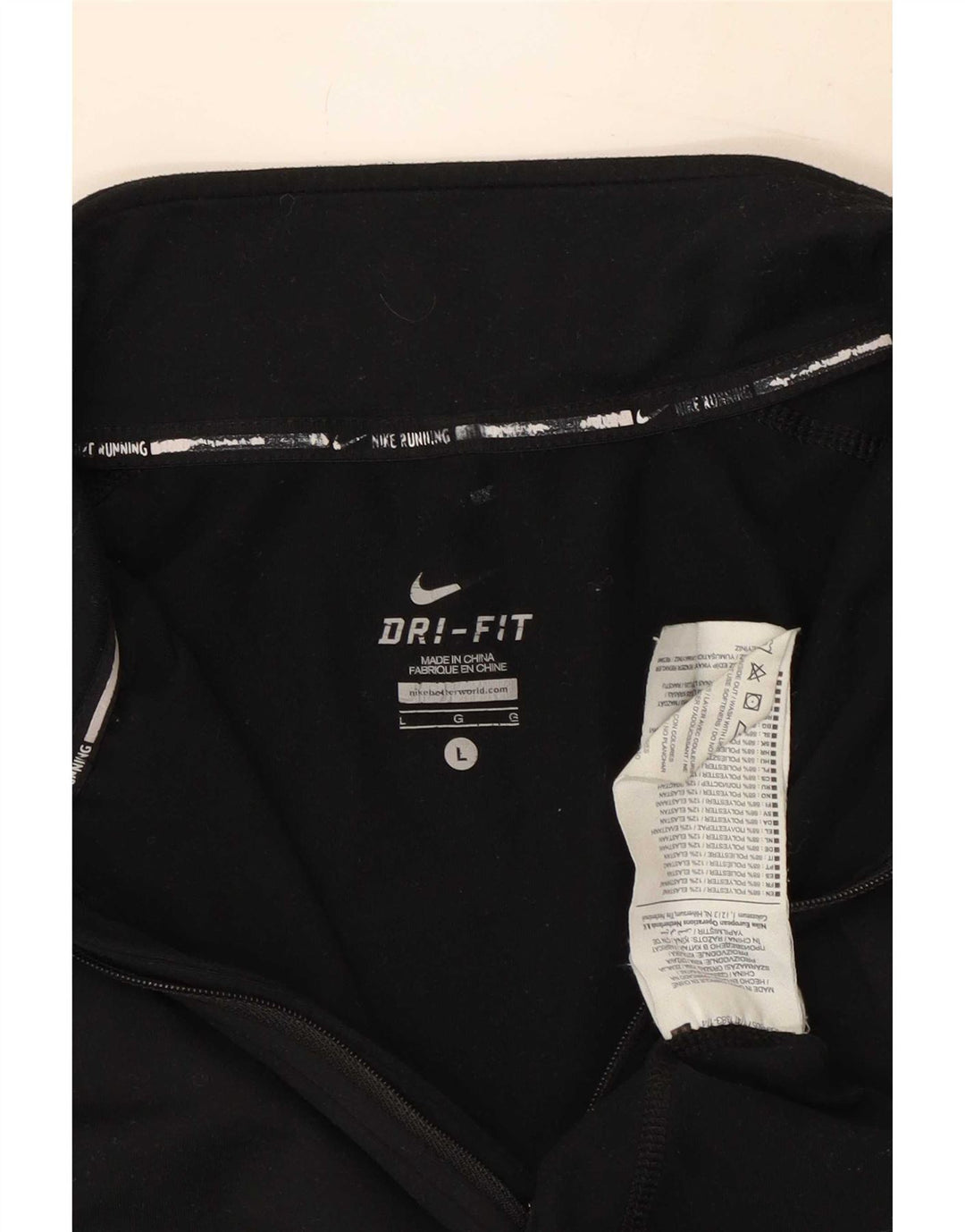 Nike Hommes Dri Fit Zip Neck Top Manches Longues Grand Noir Polyester