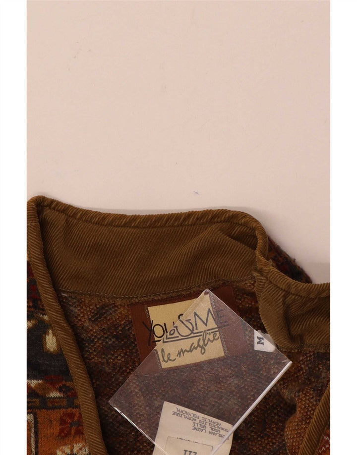vintage Mens Gilet UK 38 Medium Brown Fair Isle Laine