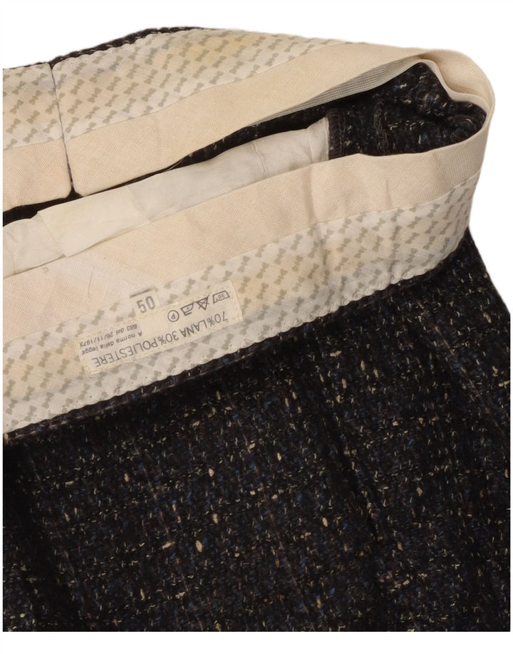 vintage Mens Pegged Suit Pantalon IT 50 Large W32 L31 Gris Moucheté Laine