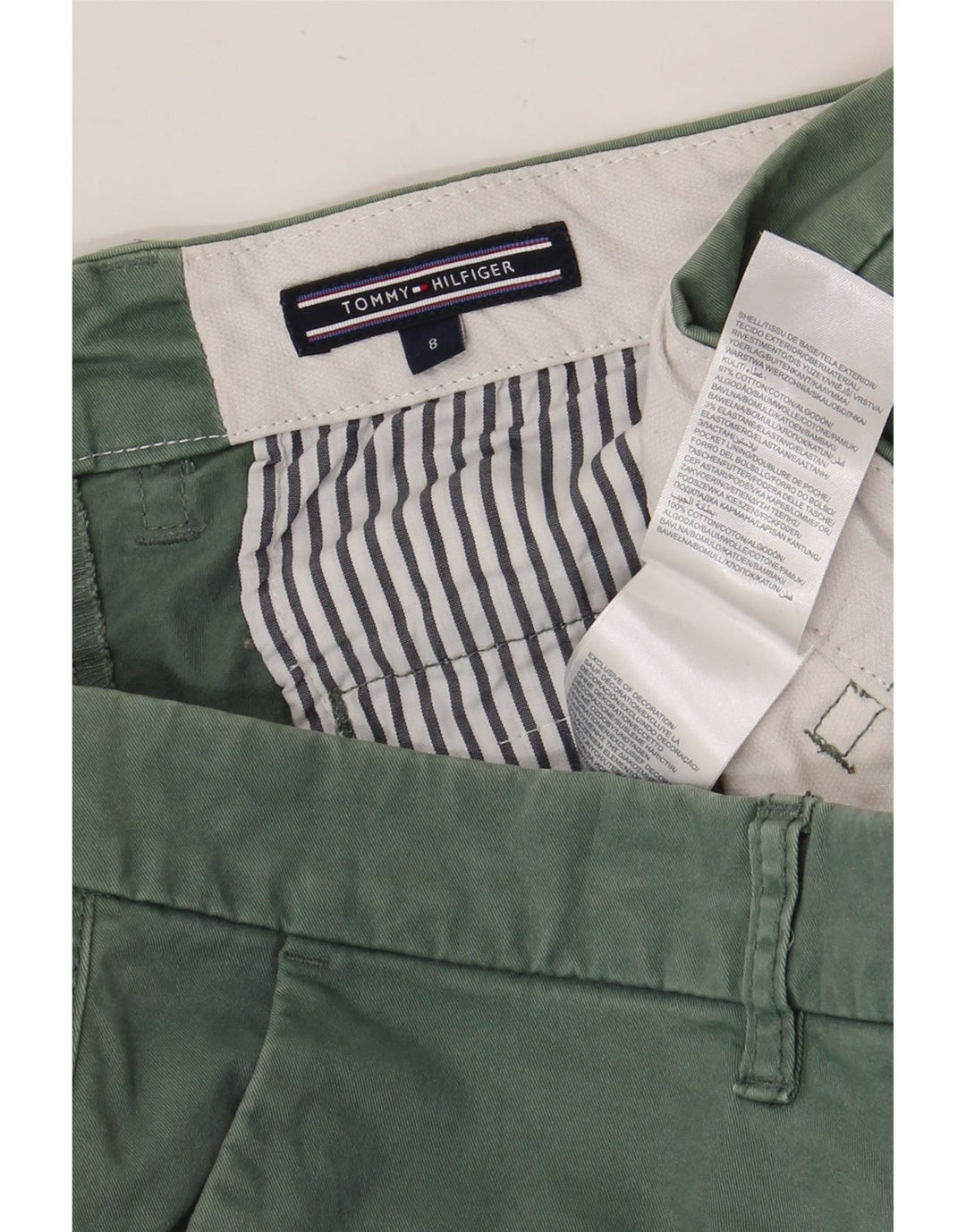 TOMMY HILFIGER Short Chino Femme US 8 Medium W32 Coton Kaki