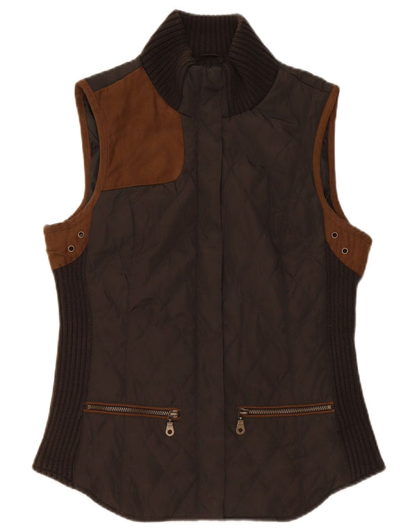 Zara Gilet matelassé pour femme UK 12 Medium Kaki Colourblock Polyester
