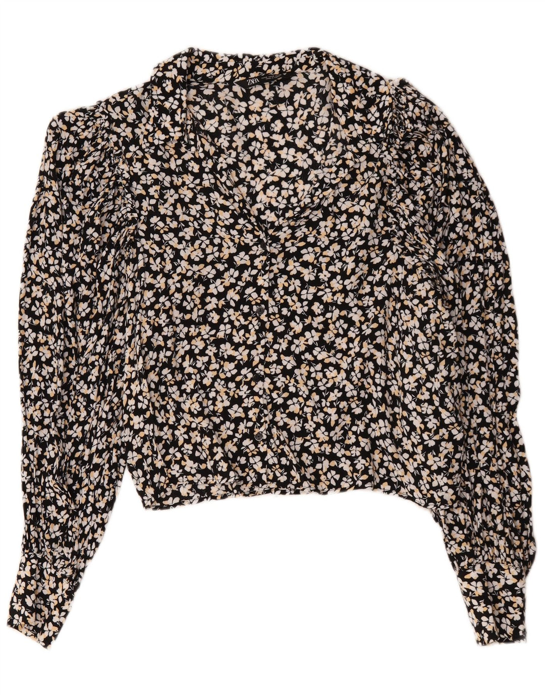 Zara Femme Chemisier UK 14 Medium Noir Floral Viscose