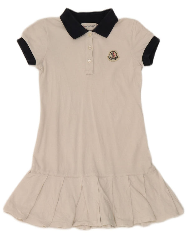 Moncler Robe Polo Fille 5-6 Ans Coton Colorblock Blanc