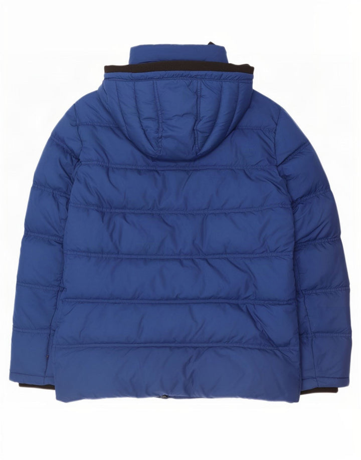 Tommy Hilfiger Veste matelassée à capuche pour homme UK 40 Large Bleu Polyester