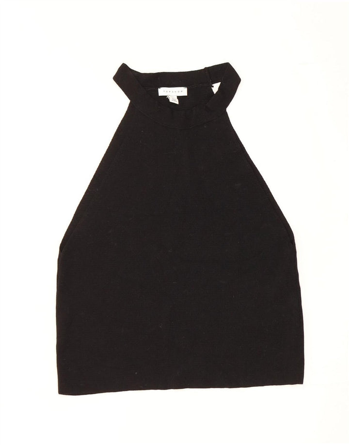 Topshop Haut court dos nu pour femme UK 44 Large Noir Viscose