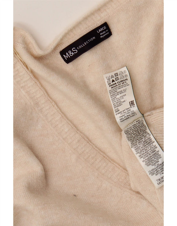 Marks & Spencer Pull surdimensionné à col en V pour femme UK 16 Large Beige