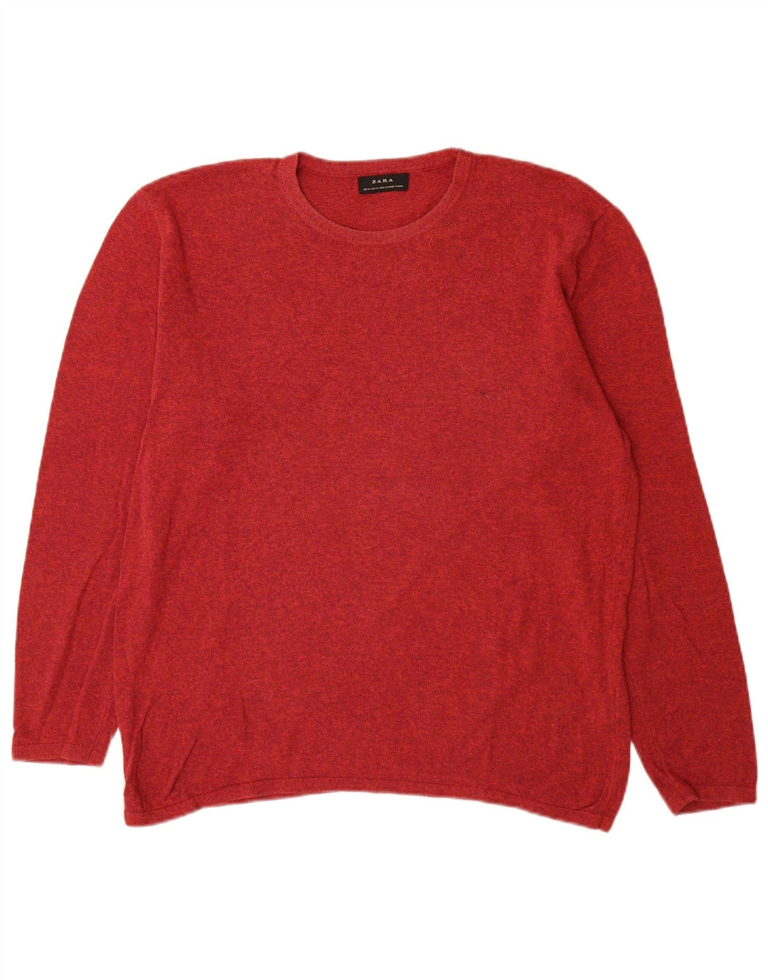 Zara Pull à col rond pour homme XL Rouge Coton