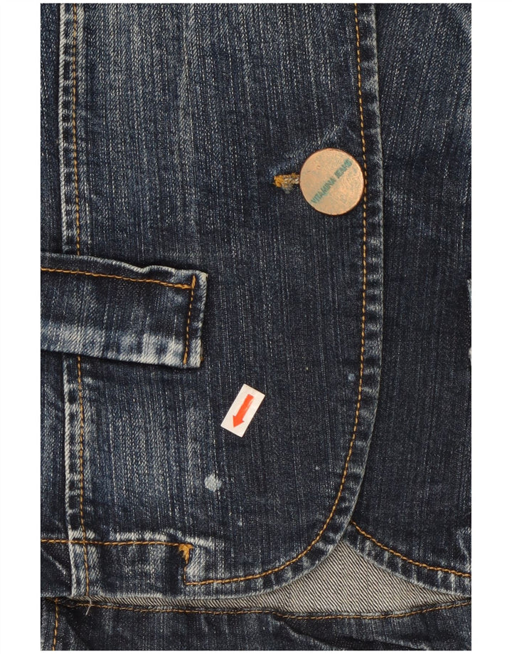 Vitamina Veste blazer en denim à 1 bouton pour femme UK 14 Bleu moyen Coton