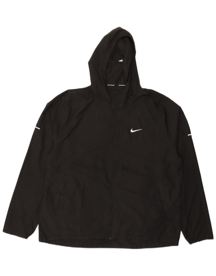 Nike Veste de pluie à capuche pour homme UK 42 XL Noir Polyester