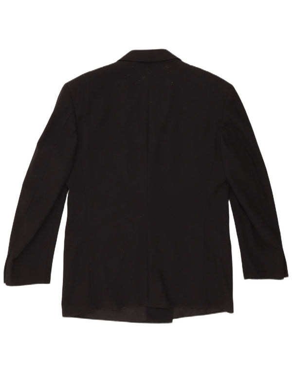 Trussardi Mens Double Breasted Blazer Jacket IT 52 XL Black Virgin Wool