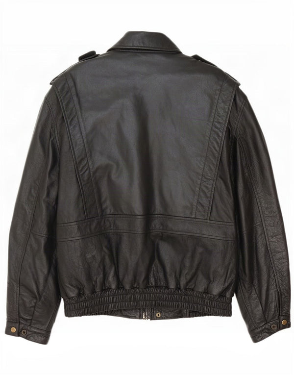 veste en cuir militaire vintage pour hommes UK 42 XL Noir
