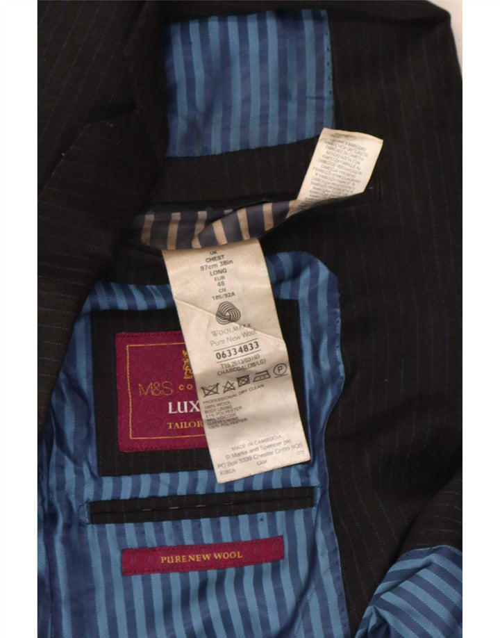 Marks & Spencer Veste blazer à 2 boutons pour homme UK 38 Gris moyen à fines rayures