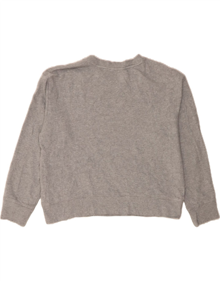 DKNY Womens Oversized Crop Graphic Sweatshirt Jumper UK 16 Large Grey Vintage Dkny and Second-Hand Dkny from Messina Hembry 