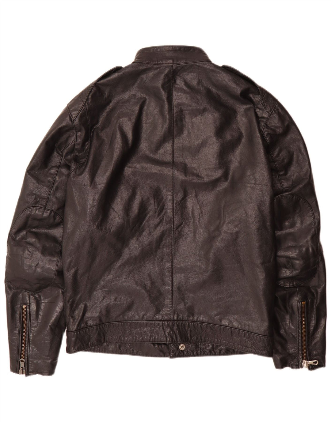 veste de motard en cuir vintage pour hommes IT 52 Grand Noir