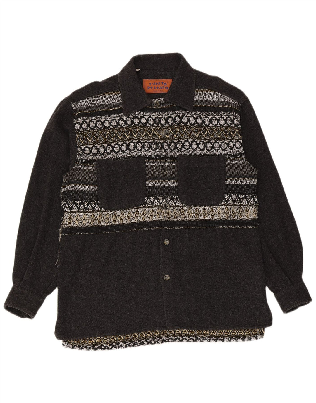 vintage Chemise en flanelle pour hommes Grand Gris Géométrique