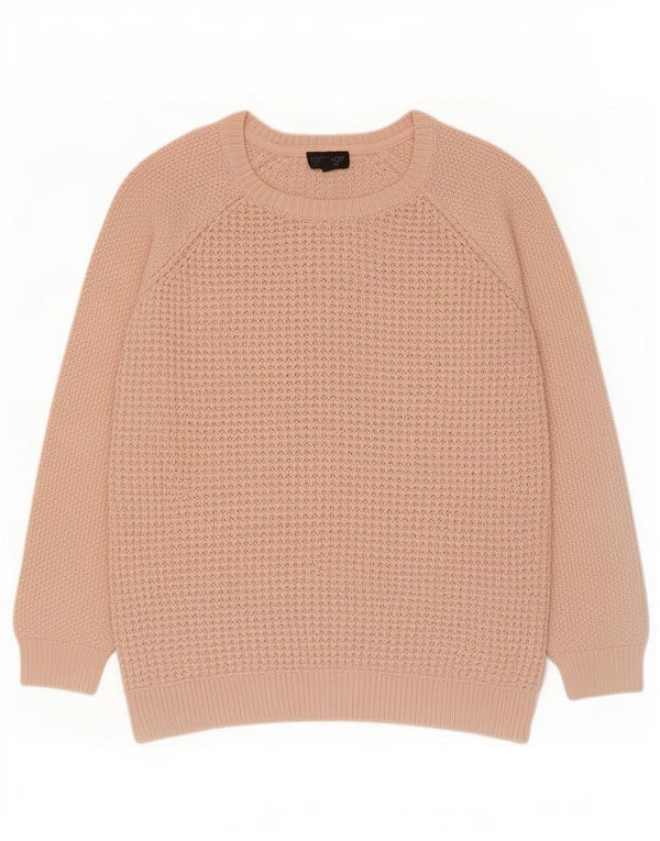 Topshop Pull col bateau pour femme UK 12 Coton rose moyen