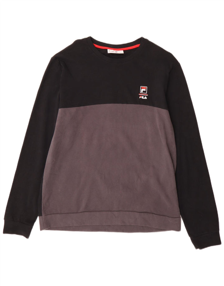 Fila Sweat-shirt pour homme en coton color block Noir Large