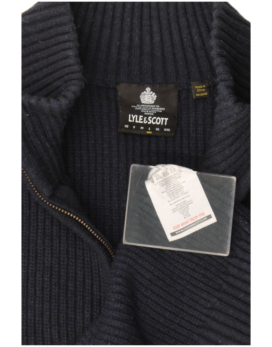 Lyle & Scott Pull à col zippé pour homme en laine bleu marine Taille L