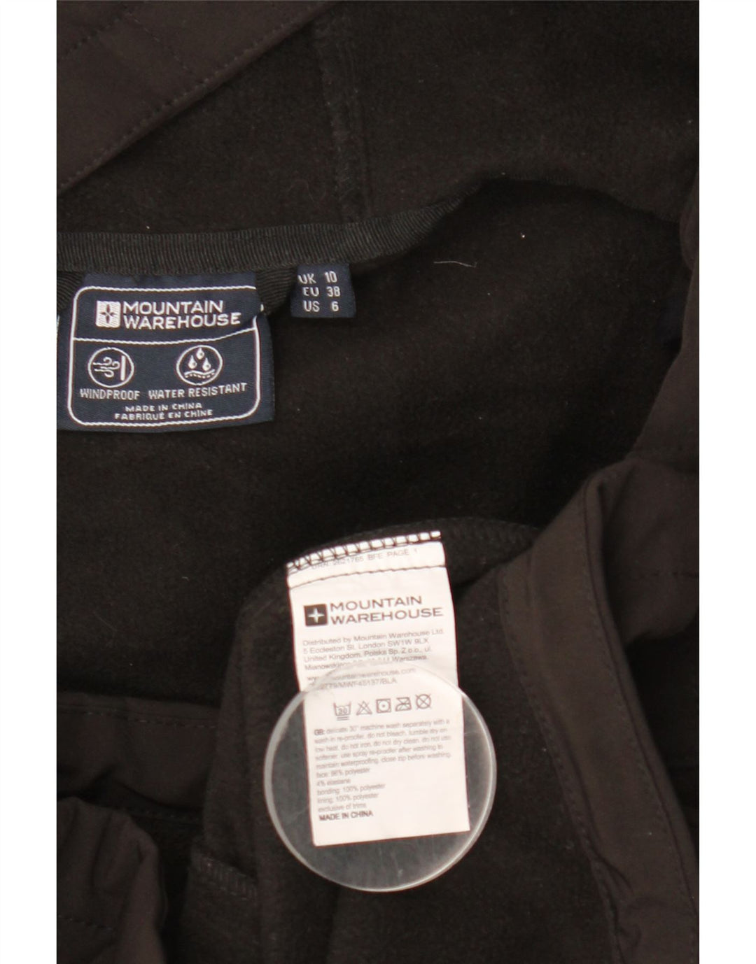 Mountain Warehouse Veste coupe-vent à capuche pour femme UK 10 Small Noir
