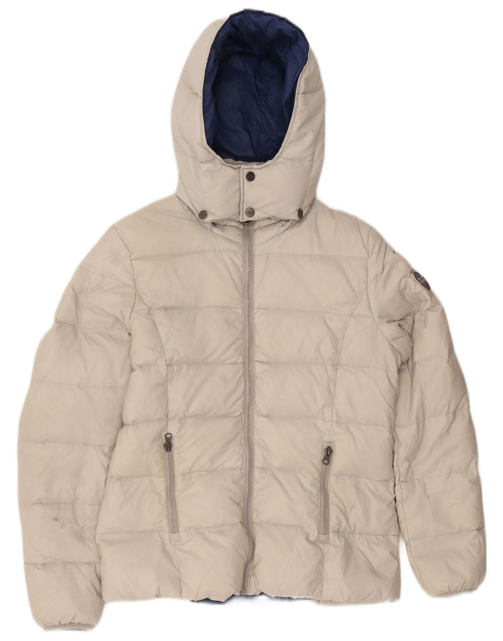 Best Company Veste matelassée à capuche pour femme UK 14 Medium White Nylon