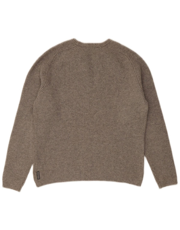 Armani Pull à col rond coupe ajustée pour homme en coton gris Large