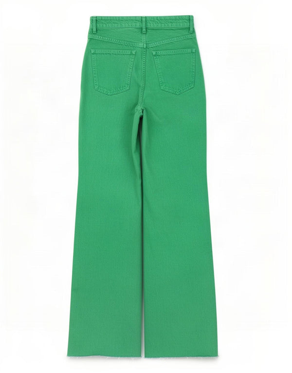 Zara Womens Wide Leg Jeans EU 36 XS W26 L34 Green Cotton