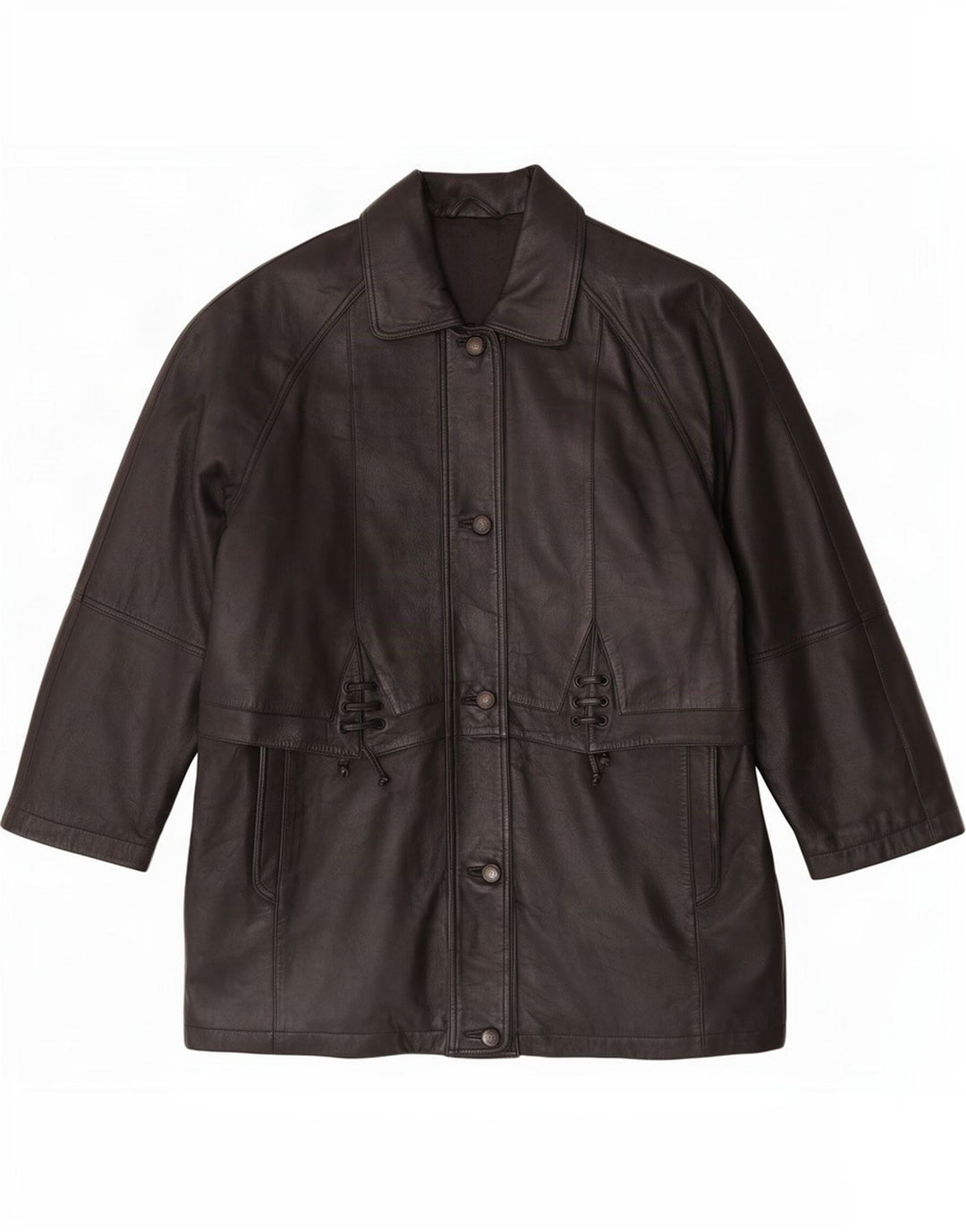 C&A Manteau en cuir pour femme UK 16 Large Noir